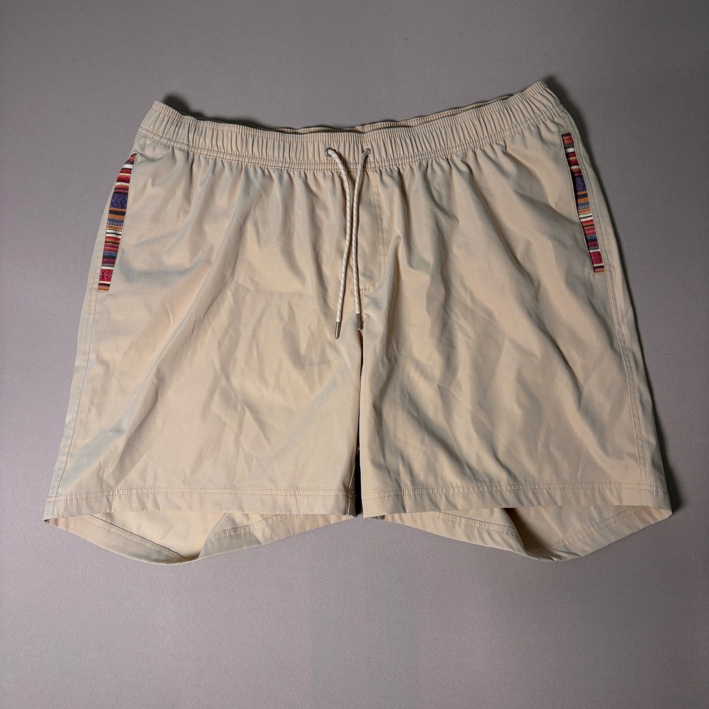Wowie Mens Gramps Shorts Tan Khaki Southwestern Trim XXL 7 Inch Inseam